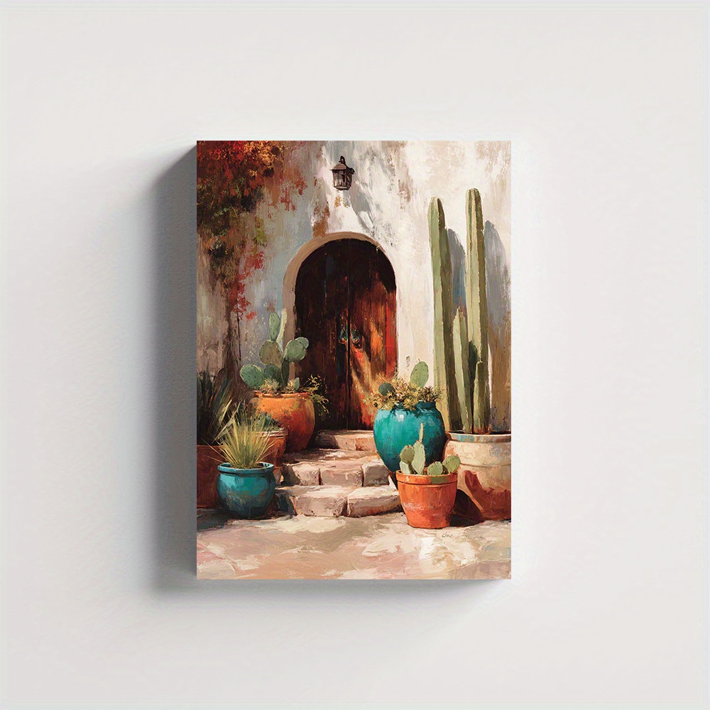 Terracotta Pot - (Çerçevesiz) 2D Düz, Güneybatı Çöl Manzarası